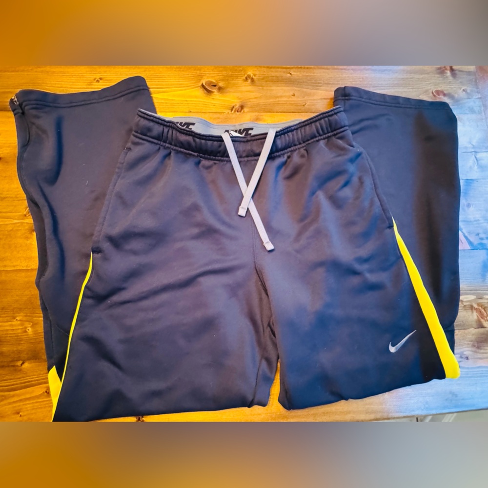 Nike Dri-FIT Black pants Yellow Stripe Size S